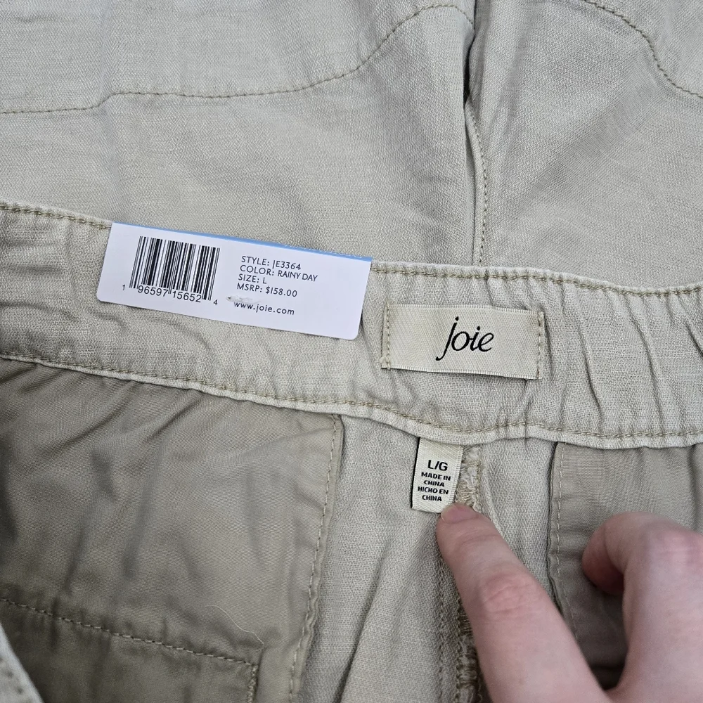 JOIE Cotton Linen Blend‎ Minimalist Neutral Beige Pleated Short L
